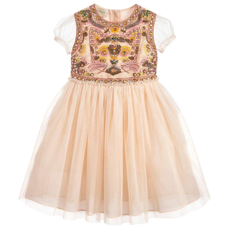 Gucci Kids Apricot Tulle Cat Dress For Sale At 1stdibs