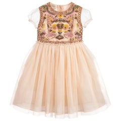 Gucci Kids Apricot Tulle Cat Dress