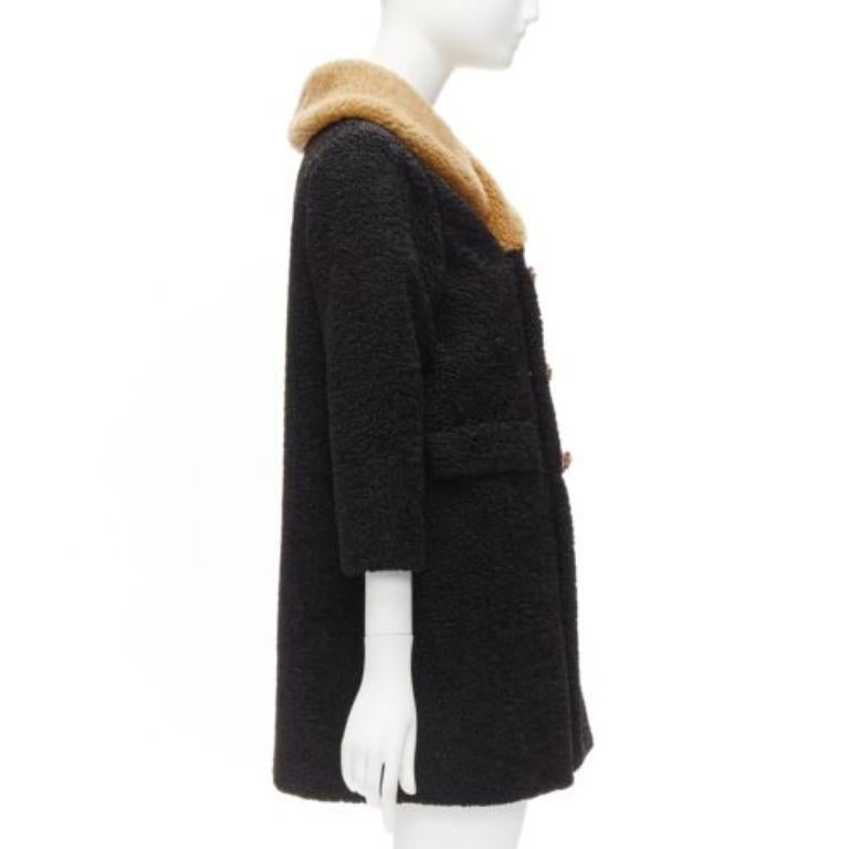 Women's GUCCI KIDS black beige anchor knots faux shearling Teddy coat 8Y For Sale