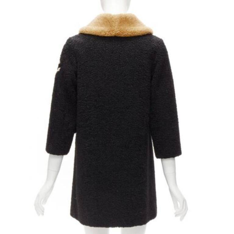 GUCCI KIDS black beige anchor knots faux shearling Teddy coat 8Y For Sale 1