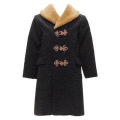 GUCCI KIDS black beige anchor knots faux shearling Teddy coat 8Y