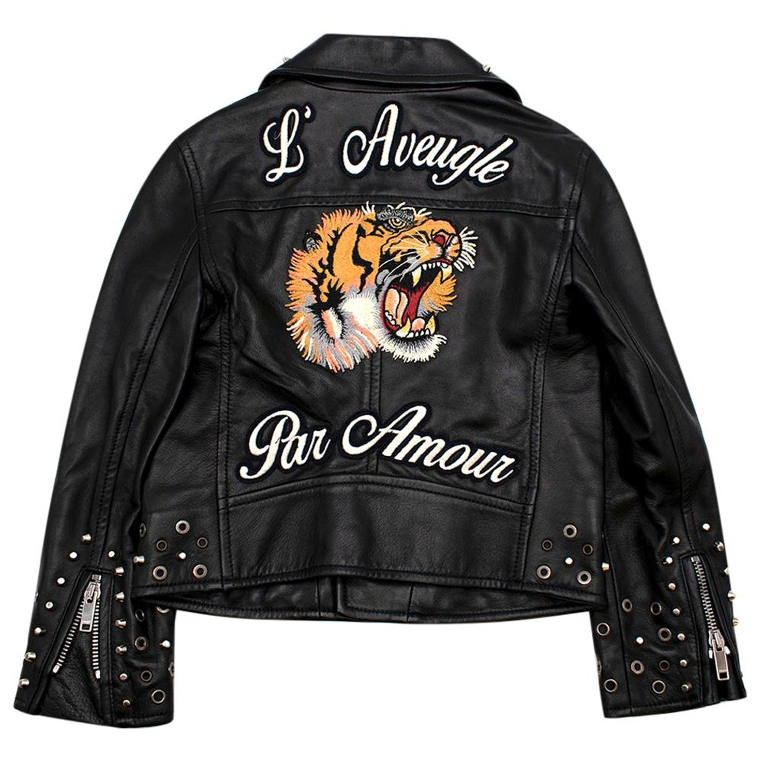 Gucci Kids Black Embroidered Leather Biker Jacket 4 Years at 1stDibs |  embroidered leather jacket, embroidered motorcycle jacket