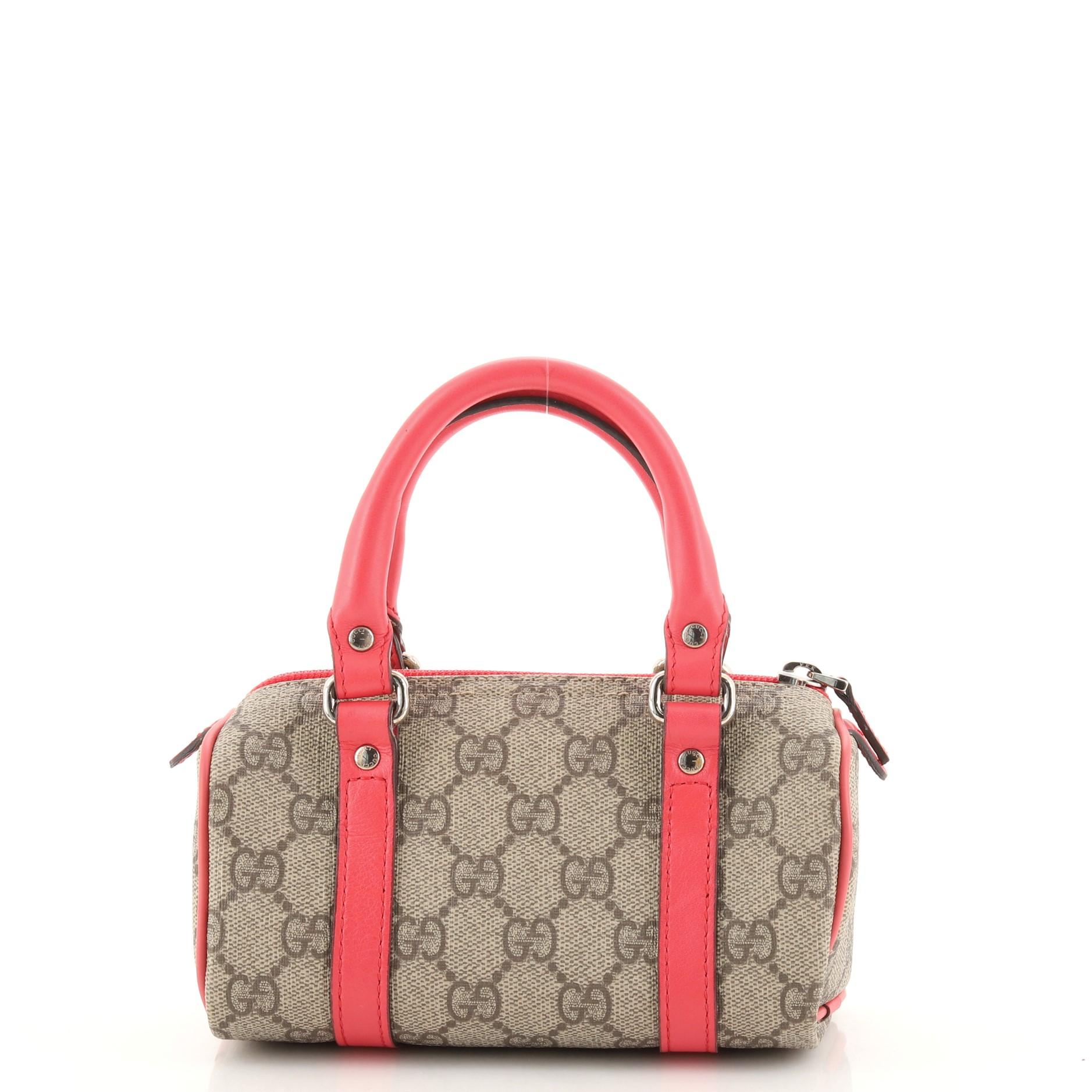 Brown Gucci Kid's Boston Bag GG Coated Canvas Mini