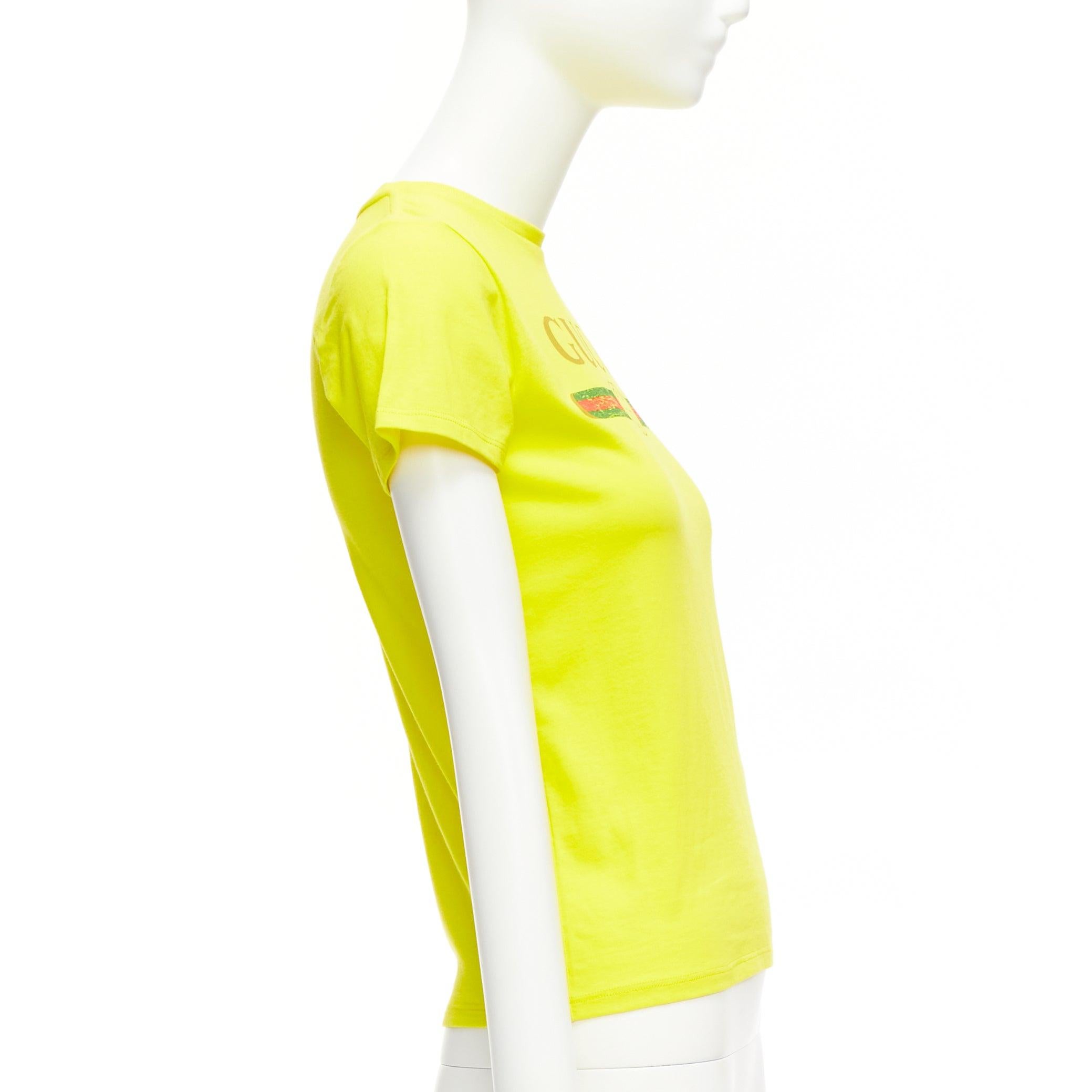 GUCCI KIDS camiseta cuello redondo logo vintage amarillo brillante 10Y XS en Excelente estado para la venta en Hong Kong, NT