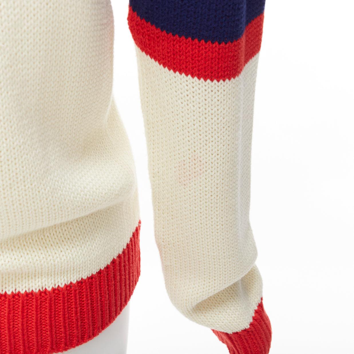 GUCCI Kids cream blue red cotton GG logo daisy bateau sweater I2Y XS 2