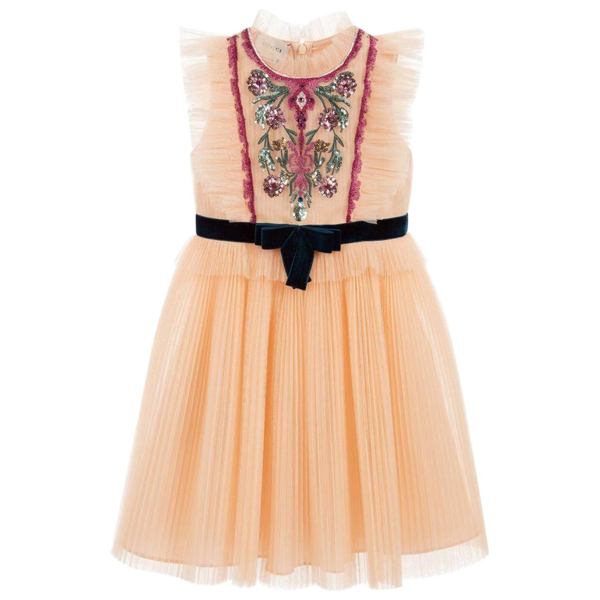 Gucci Kids Embroidered Tulle Dress 
