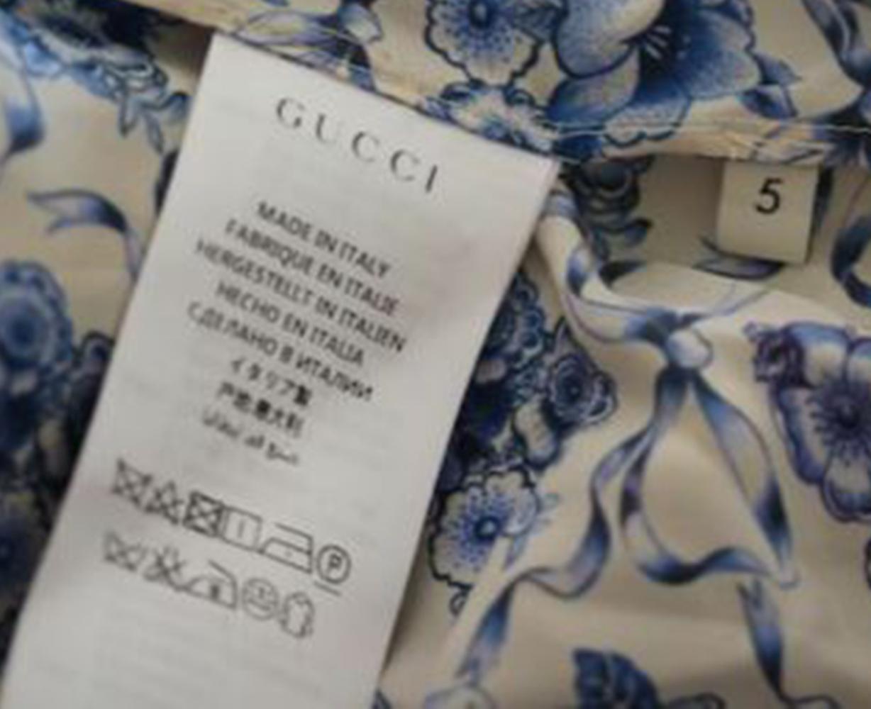 Gucci Kids Floral Dress with Sequin Cuffs In Excellent Condition In London, GB