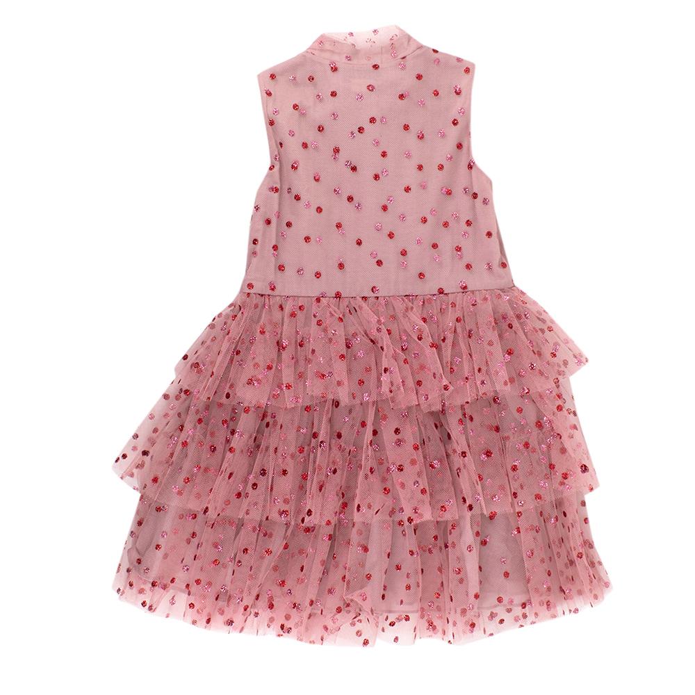 Gucci Kids-girls Glittered Polka Dots Stretch Tulle Dress

- Sleeveless shirt style buttoned front 
- Bow tie at neck 
- Tulle skirt 
- Pink Glitter dotted detailing
- Concealed side zip fastening 
- Partly lined 

Materials: 
67% Polyester, 33%