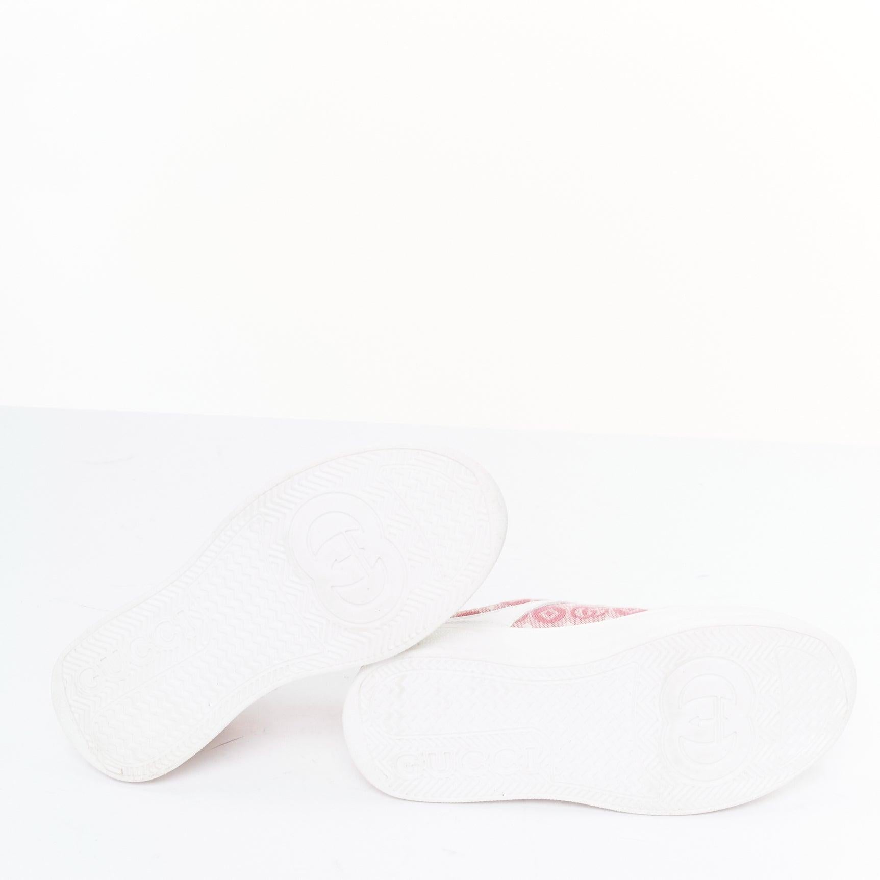 GUCCI KIDS rose blanc cuir tissu GG monogramme interlocking sneakers EU29 en vente 6