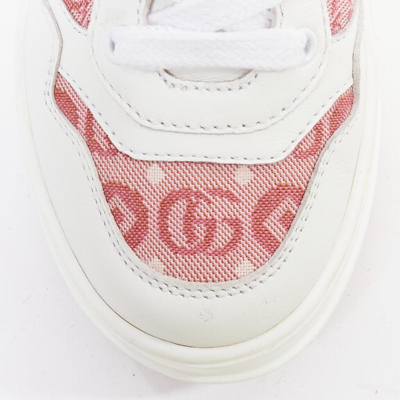 GUCCI KIDS rose blanc cuir tissu GG monogramme interlocking sneakers EU29 en vente 1