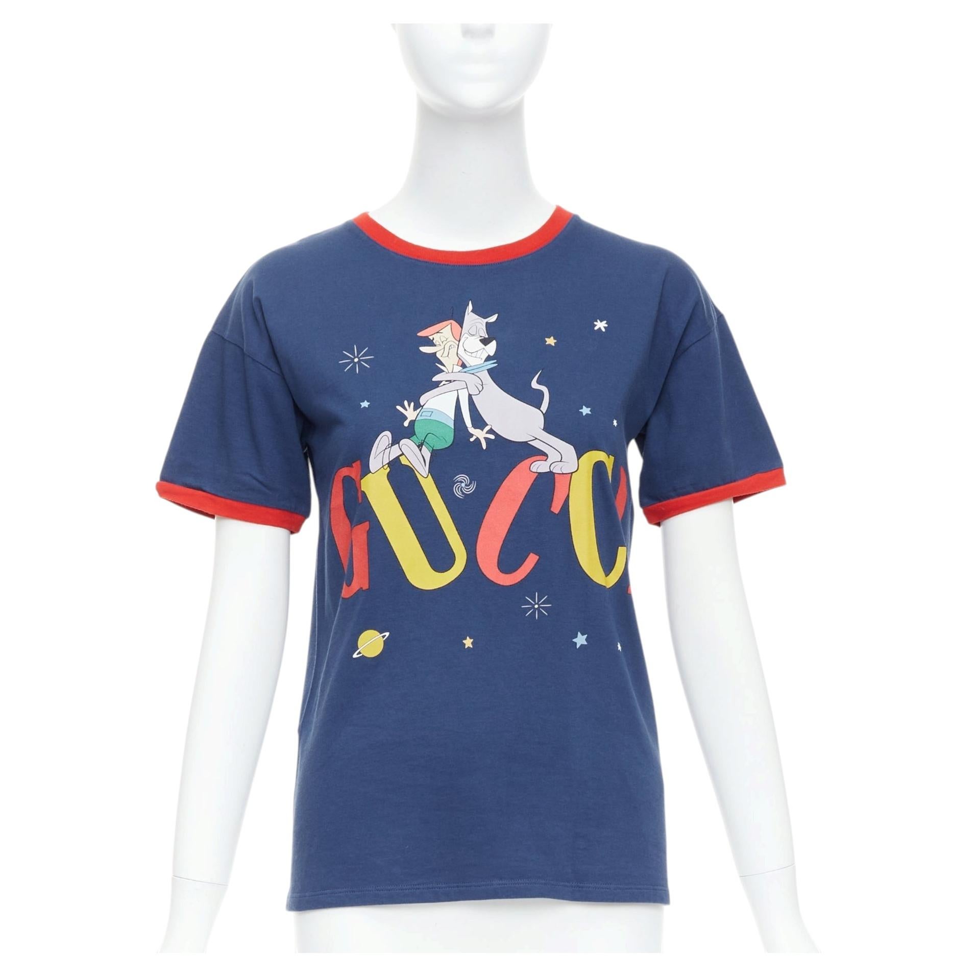 GUCCI KIDS The Jetsons navy logo print dog red ringer tshirt 12Yr