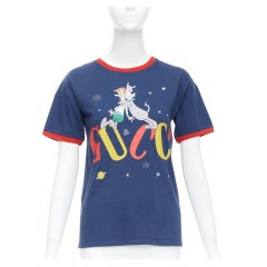 GUCCI KIDS The Jetsons navy logo print dog red ringer tshirt 12Yr