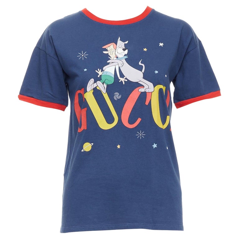 GUCCI KIDS The Jetsons navy logo print dog red ringer tshirt 12Yr 
