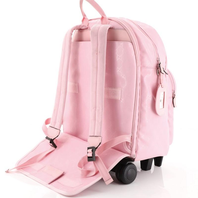 Pink Gucci Kid's Trolley Backpack GG Coated Canvas