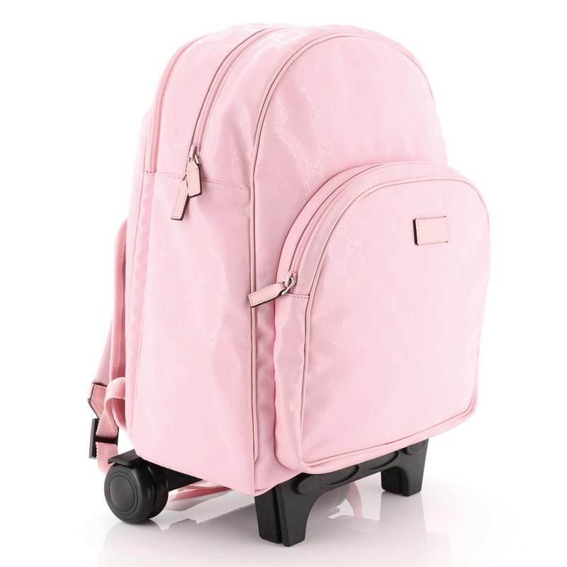 Pink Gucci Kid's Trolley Backpack GG Imprime