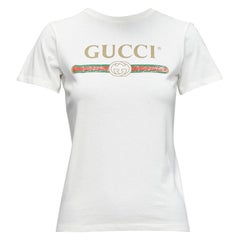 GUCCI Kids washed vintage logo web print short sleeve baby tshirt 10Y XS