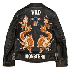 Gucci Kids Wild Monsters Leather Embroidered Jacket 6 Years