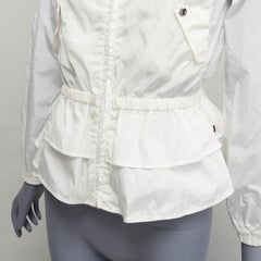 GUCCI Kidswear ivory GG monogram logo peplum hooded jacket 12Y
