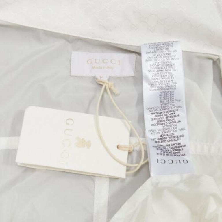 GUCCI Kidswear ivoire GG monogramme logo peplum veste à capuche 12Y en vente 4