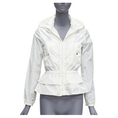 GUCCI Kidswear ivory GG monogram logo peplum hooded jacket 12Y