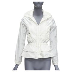 GUCCI Kidswear ivory GG monogram logo peplum hooded jacket 12Y