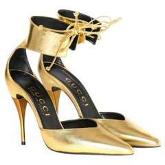 Chaussures Gucci Kind Priscilla en cuir métallisé or EU 38,5