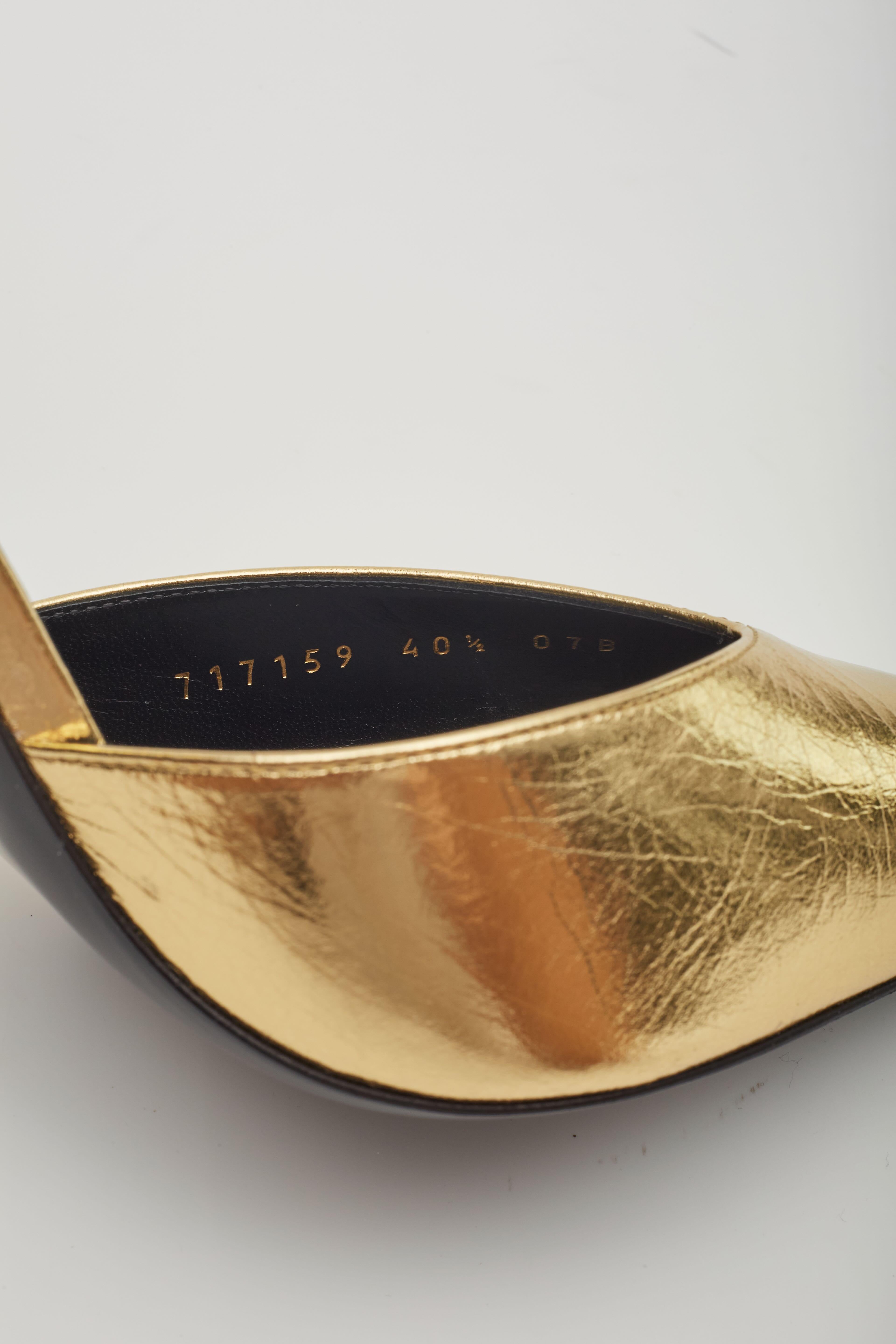 Gucci Kind Gold Metallic Leather Priscilla Heels EU 40.5 For Sale 6