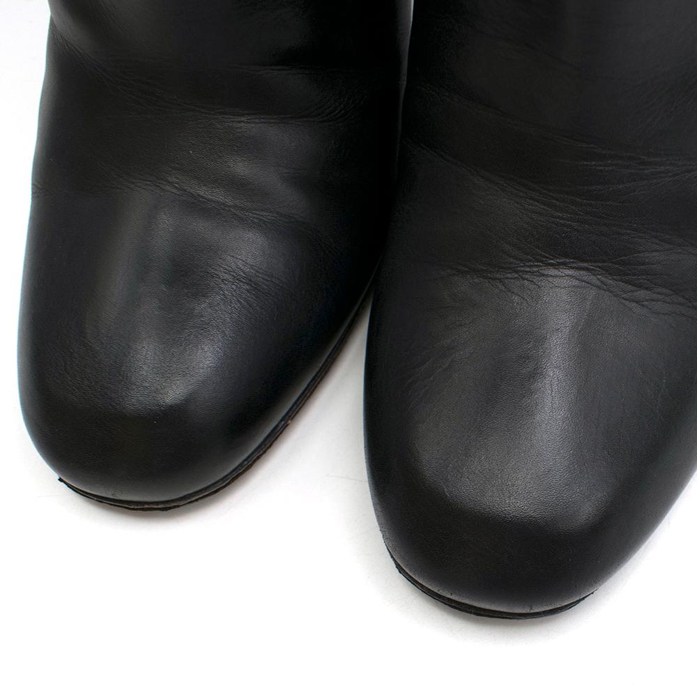 Gucci Knee Length Black Leather Boots With Studded Heel 40 1