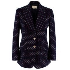 Gucci Knit Blue & Red Heart Tailored Jacket - Size US 4