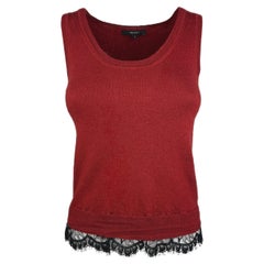 GUCCI – Knitted Sleeveless Red Top with Lace Wool Silk Cashmere  Size S