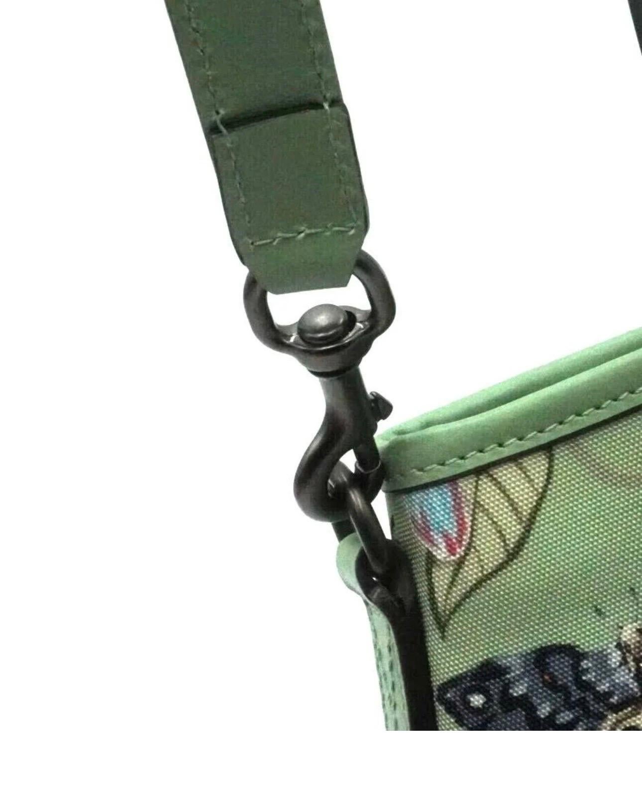 Gucci Kris Knight Flora Nylon Mint Green Orange Flower handbag + Shoulder Strap 9