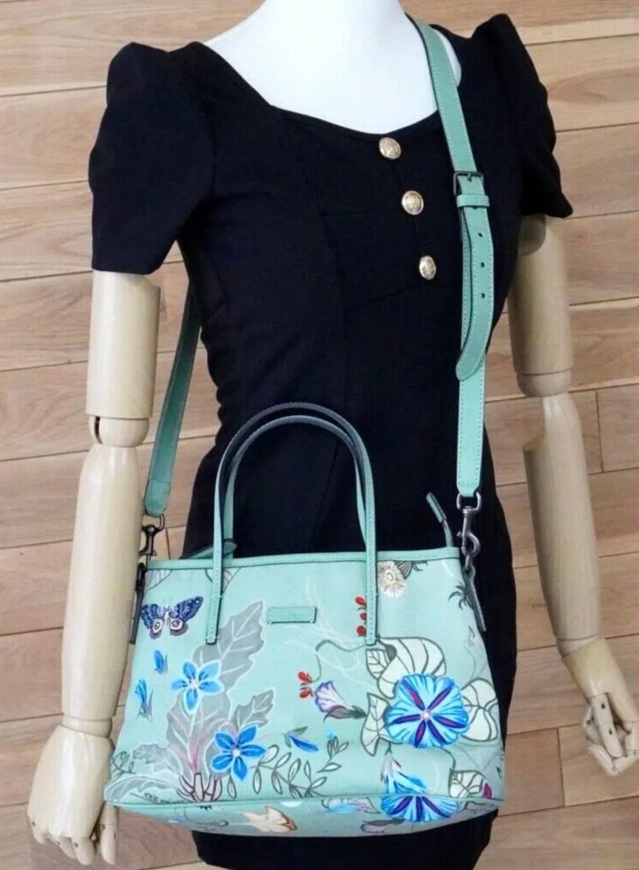 Gucci Kris Knight Flora Nylon Mint Green Orange Flower handbag + Shoulder Strap 5