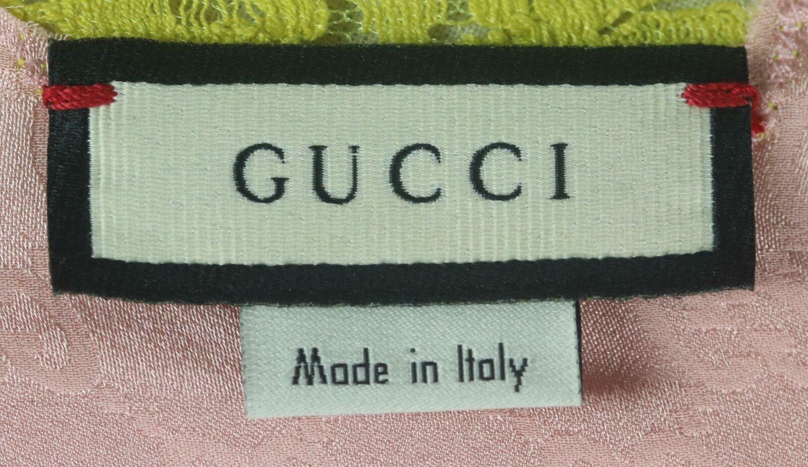 Mini Vestido de Seda Jacquard con Logotipo y Encaje Gucci 1