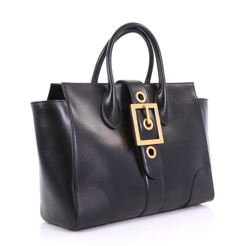 Black Gucci Lady Buckle Top Handle Bag Leather Medium