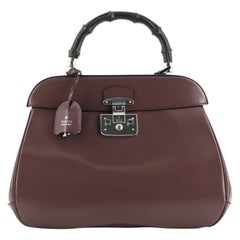 Gucci Lady Lock Bamboo Top Handle Bag Leather Large