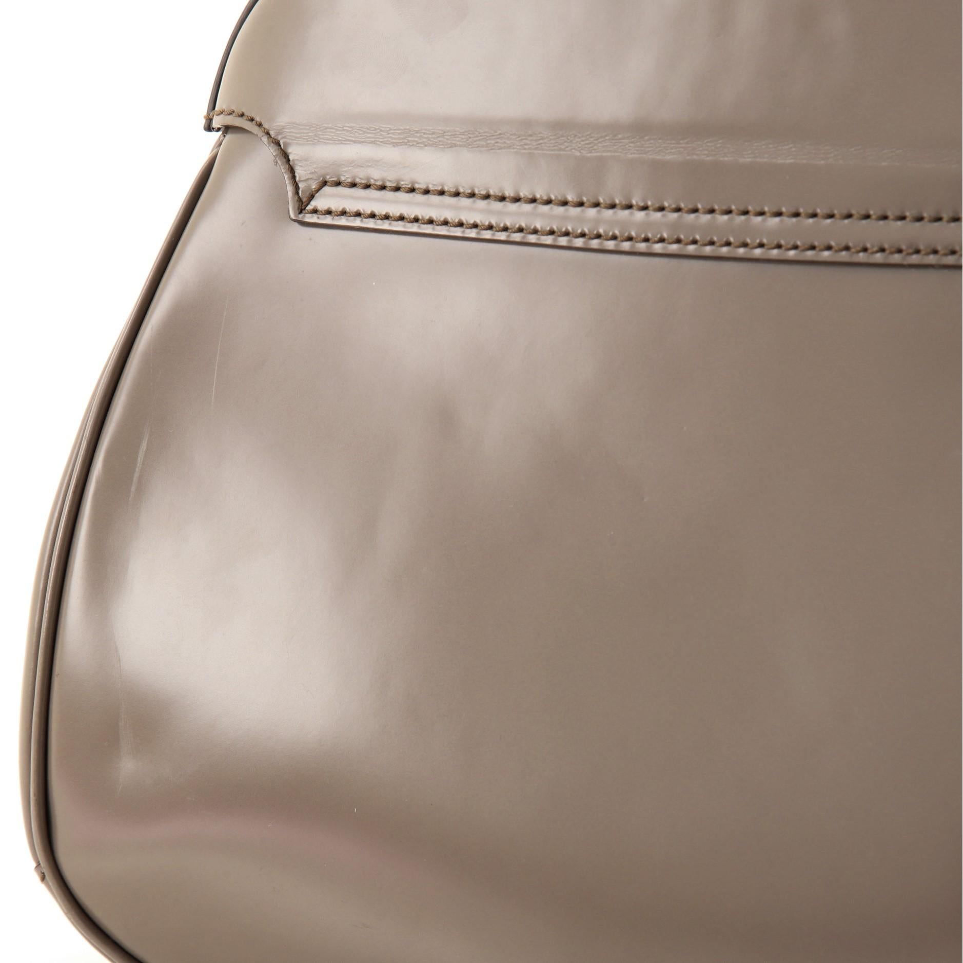 Gray Gucci Lady Lock Bamboo Top Handle Bag Leather Medium