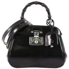 Gucci Lady Lock Bamboo Top Handle Bag Leather Mini