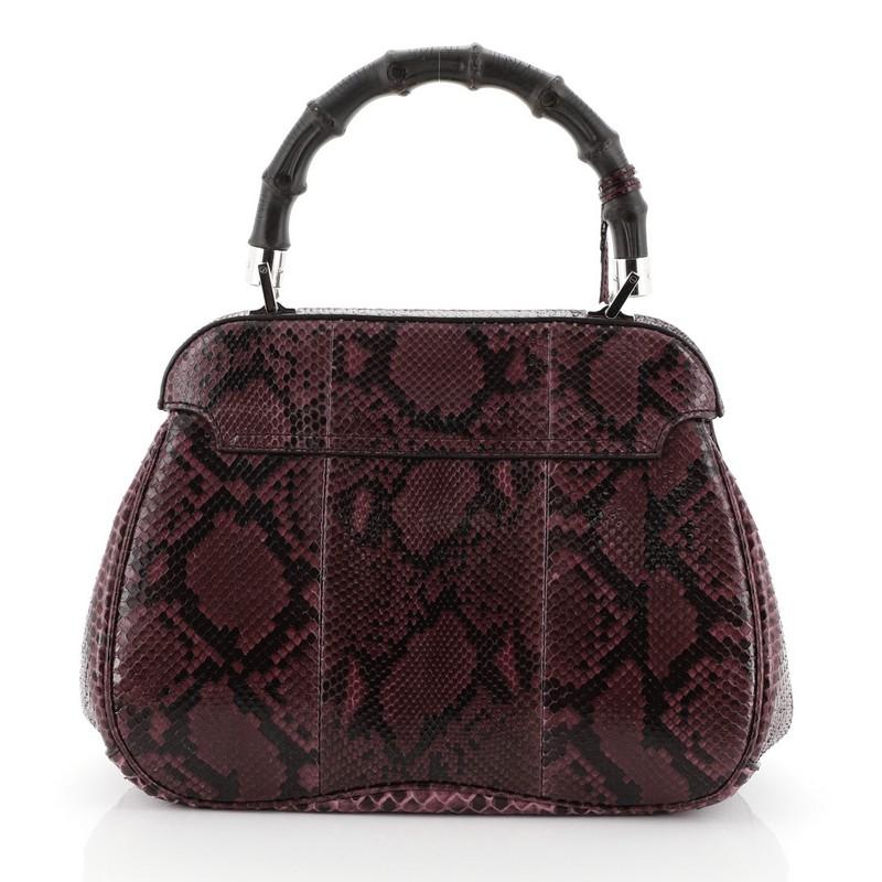 Black Gucci Lady Lock Bamboo Top Handle Bag Python Medium