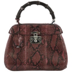 Gucci Lady Lock Bamboo Top Handle Bag Python Medium