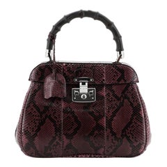 Gucci Lady Lock Bamboo Top Handle Bag Python Medium