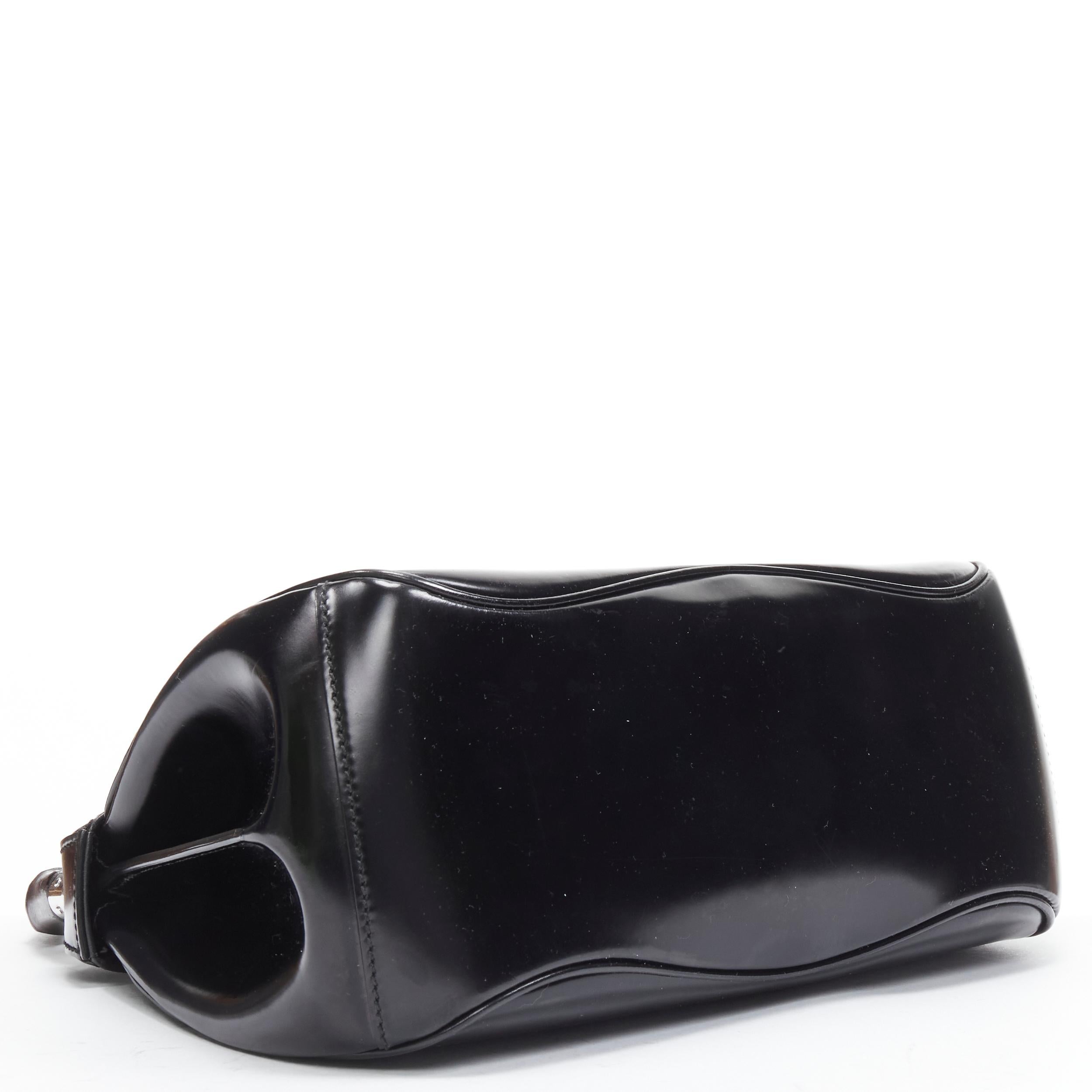 Black GUCCI Lady Lock black smooth leather Bamboo handle lock satchel bag