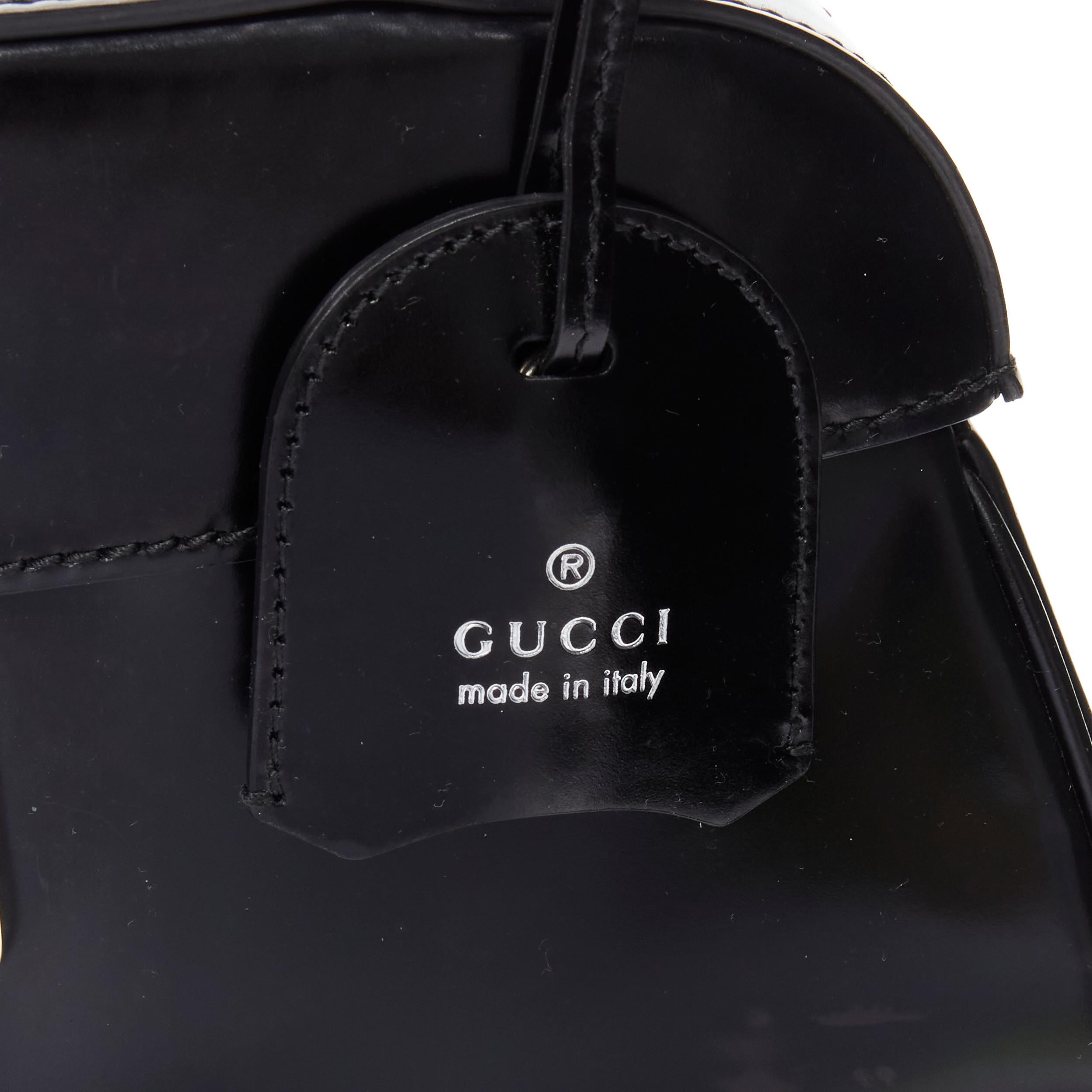 GUCCI Lady Lock black smooth leather Bamboo handle lock satchel bag 1