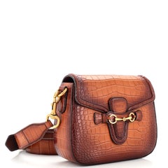 Gucci Lady Web Shoulder Bag Crocodile Medium