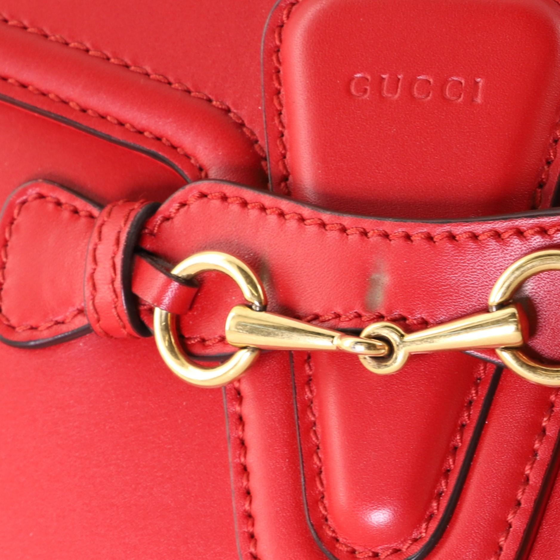 Red Gucci Lady Web Shoulder Bag Leather Medium