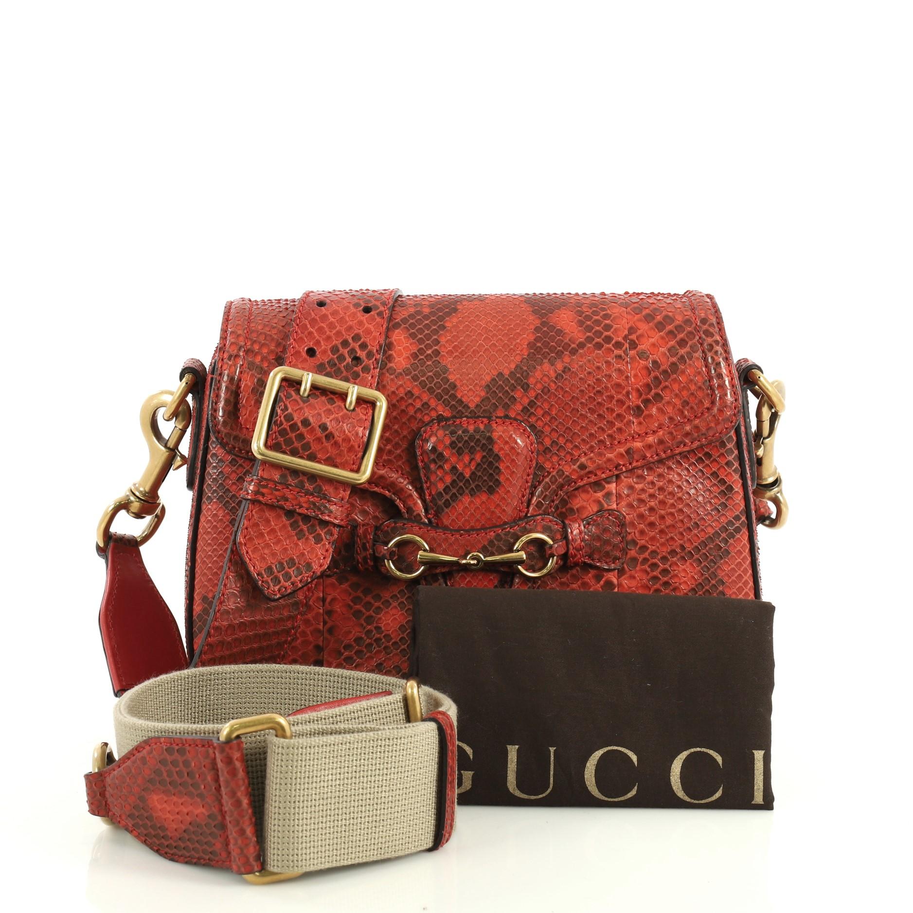Brown Gucci Lady Web Shoulder Bag Python Medium