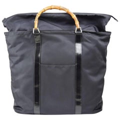 Gucci Large Bamboo 869296 Black Nylon Tote
