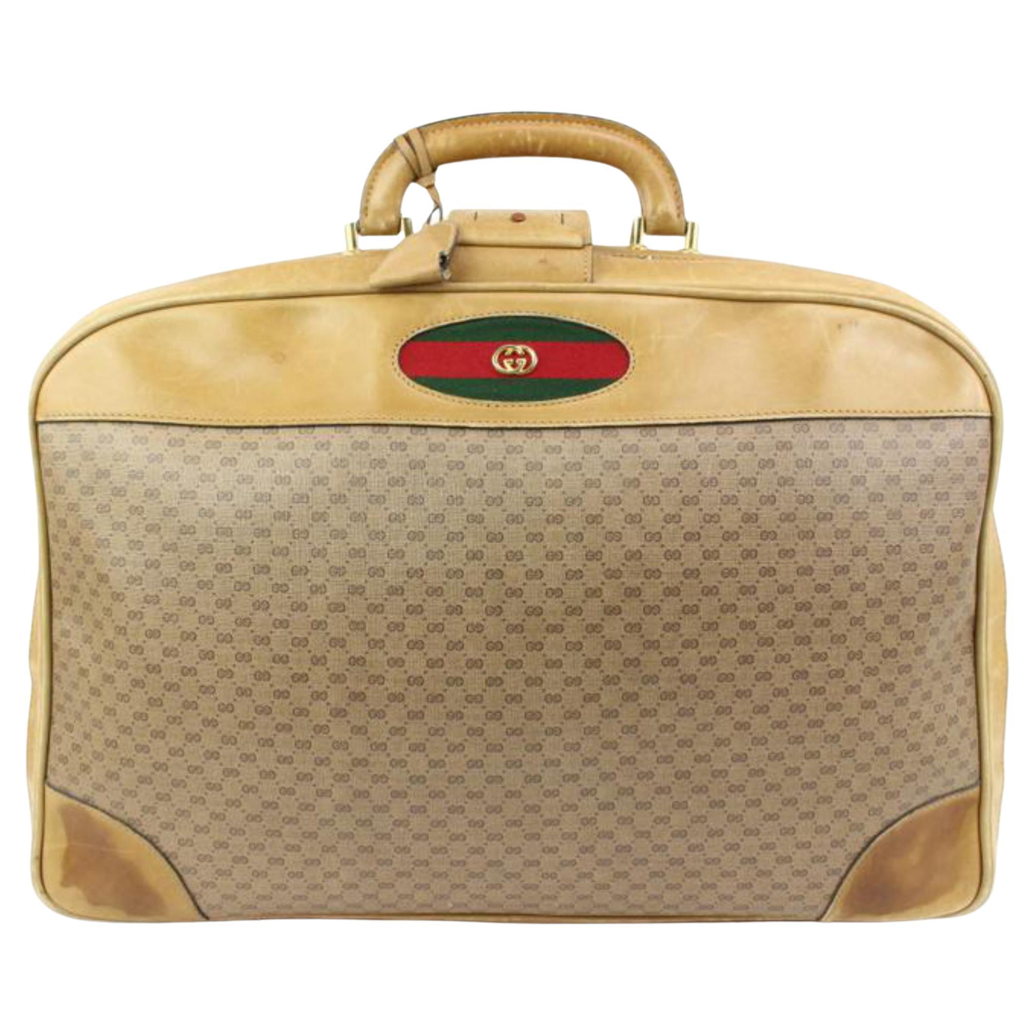 Gucci Large Beige Micro GG Web Suitcase Luggage Soft Trunk 39g311s