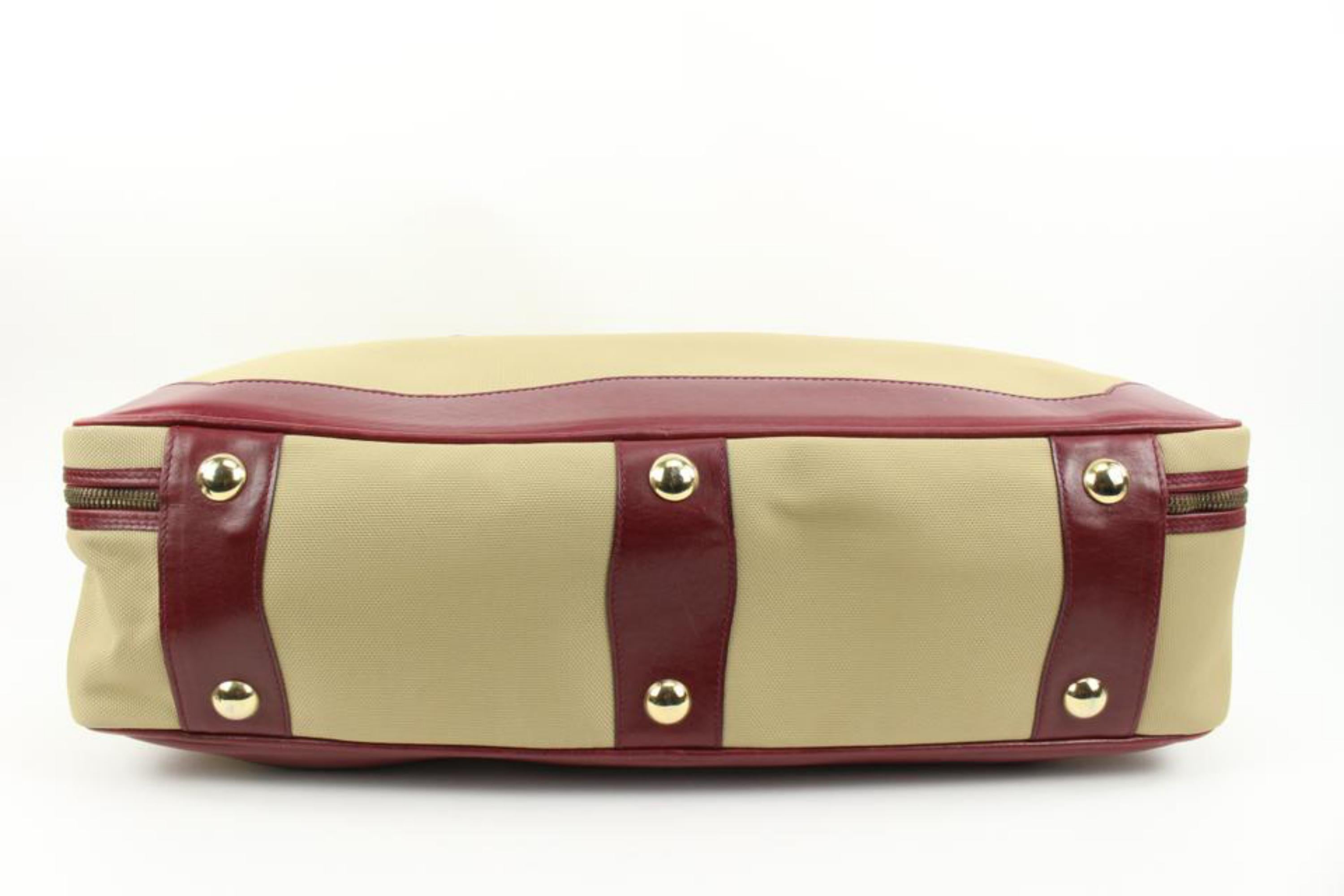 Gucci Large Beige x Burgundy Suitcase Luggage 63g218s For Sale 3
