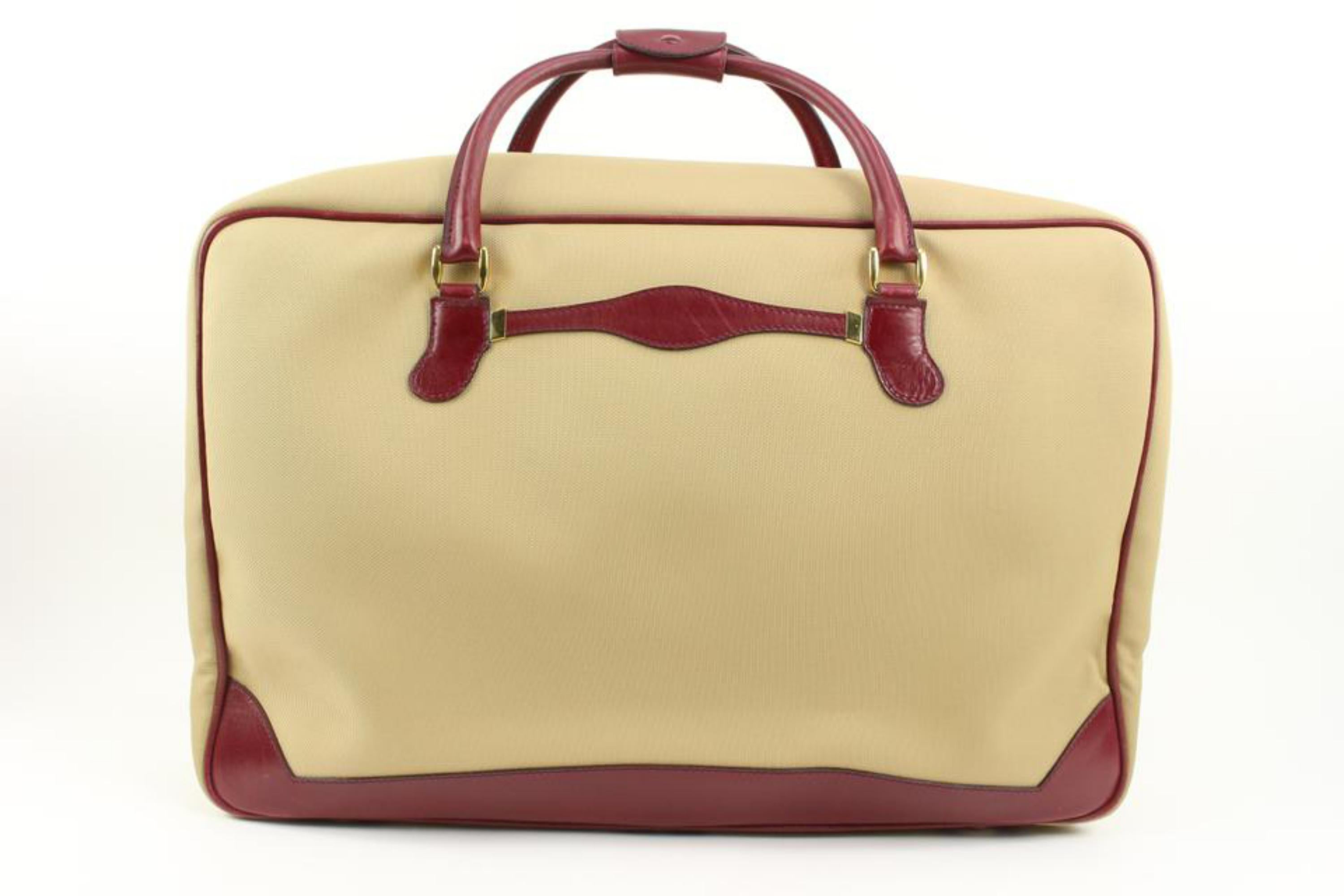 Women's Gucci Large Beige x Burgundy Suitcase Luggage 63g218s For Sale