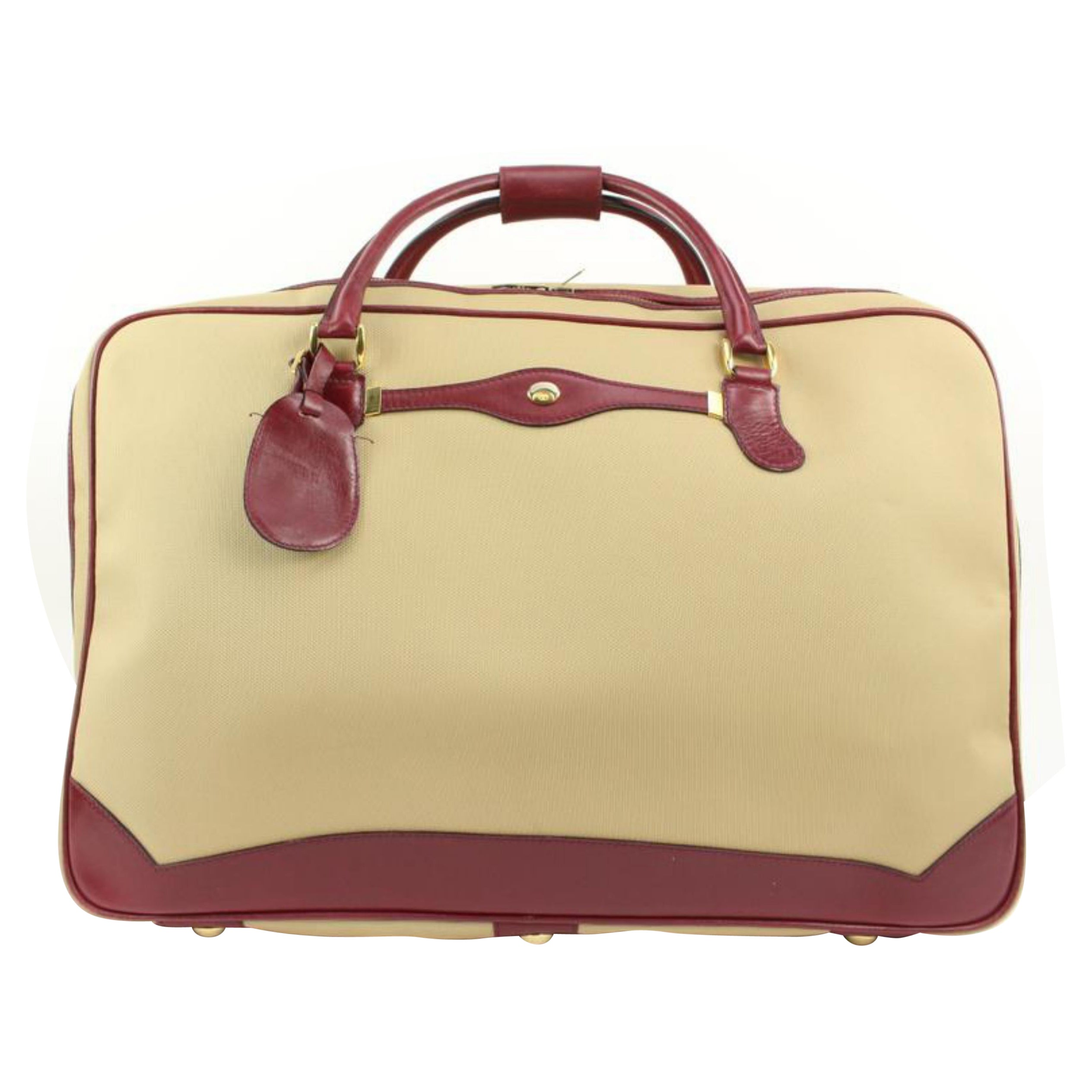 Gucci Großer Beige x Burgunderfarbener Rucksack-Gepäck 63g218s